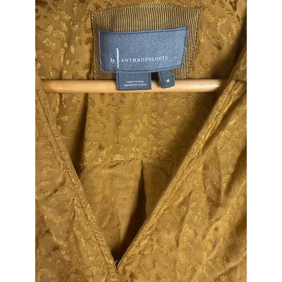 Anthropologie Long-Sleeve Mini Dress Leopard Print Gold Size Medium‎ - Picture 9 of 10